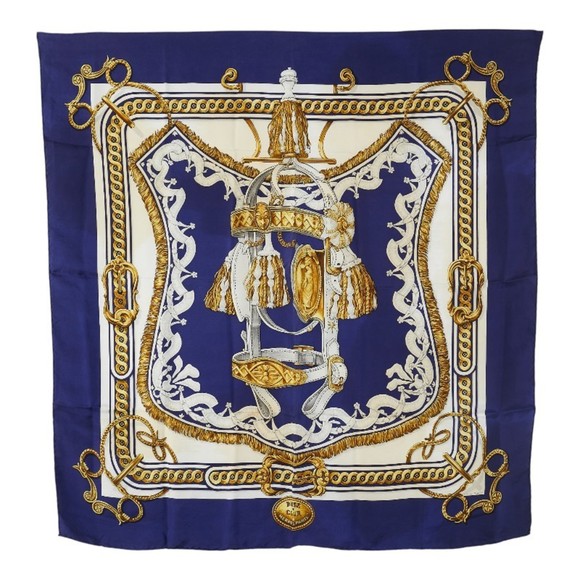 Hermes Hermès Carré 90 BRIDE DE COUR scarf in navy and multicolor for women - Picture 1 of 5